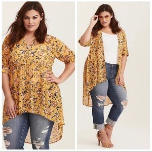 Torrid~Size 2~ Yellow Chiffon Babydoll Tunic